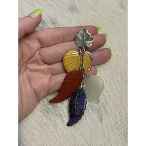 Carolyn Pollack Relios Sterling Silver Carved Stone Leaf Leaves Pendant Signed